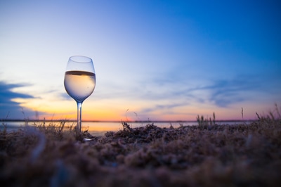 Wine at sunset at Port Broughton in the Yorke Peninsula, near Adelaide in South Australia