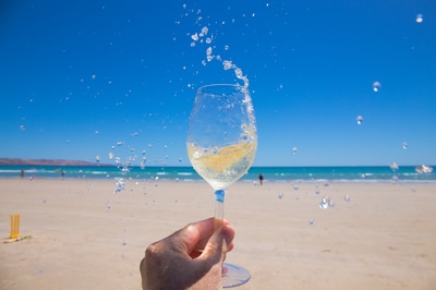 Wine splash at Silver Sands Beach in Aldinga, Fleurieu Peninsula, near Adelaide in South Australia